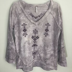 Free People Dusty Purple Aztec Sweatshirt XS